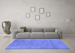 Machine Washable Oriental Blue Industrial Rug in a Living Room, wshurb2186blu