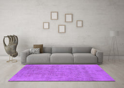 Machine Washable Oriental Purple Industrial Area Rugs in a Living Room, wshurb2186pur