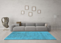 Machine Washable Oriental Light Blue Industrial Rug, wshurb2186lblu