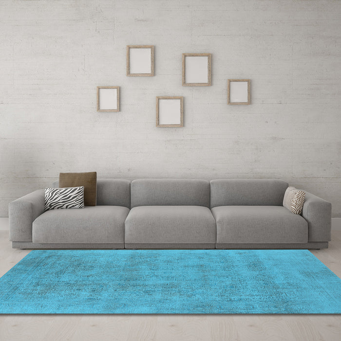 Machine Washable Oriental Light Blue Industrial Rug in a Living Room, wshurb2186lblu