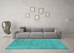 Machine Washable Oriental Turquoise Industrial Area Rugs in a Living Room,, wshurb2186turq
