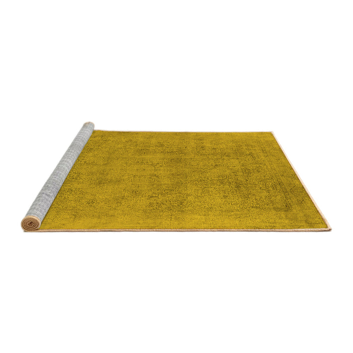 Sideview of Machine Washable Oriental Yellow Industrial Rug, wshurb2186yw