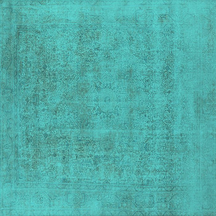 Square Machine Washable Oriental Turquoise Industrial Area Rugs, wshurb2186turq