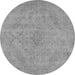 Round Machine Washable Oriental Gray Industrial Rug, wshurb2187gry