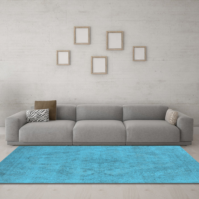 Machine Washable Oriental Light Blue Industrial Rug in a Living Room, wshurb2187lblu