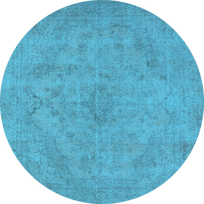 Round Oriental Light Blue Industrial Rug, urb2187lblu