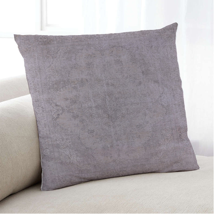 Lifestyle Image of Mid-Century Modern Urban Square Silver Pink Throw Pillow, 18 inch by 18 inch, pwurb2187