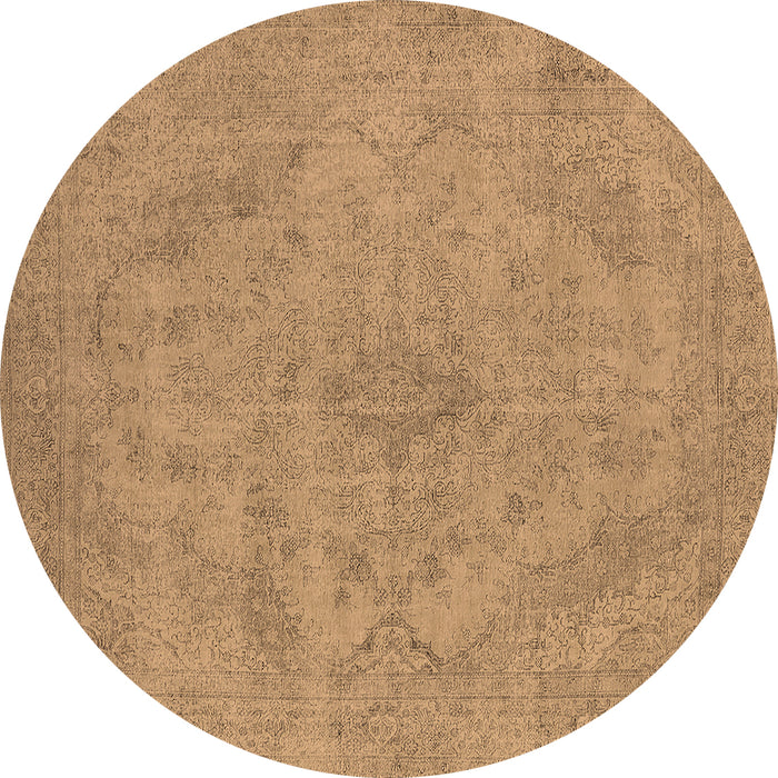 Round Machine Washable Oriental Brown Industrial Rug, wshurb2187brn