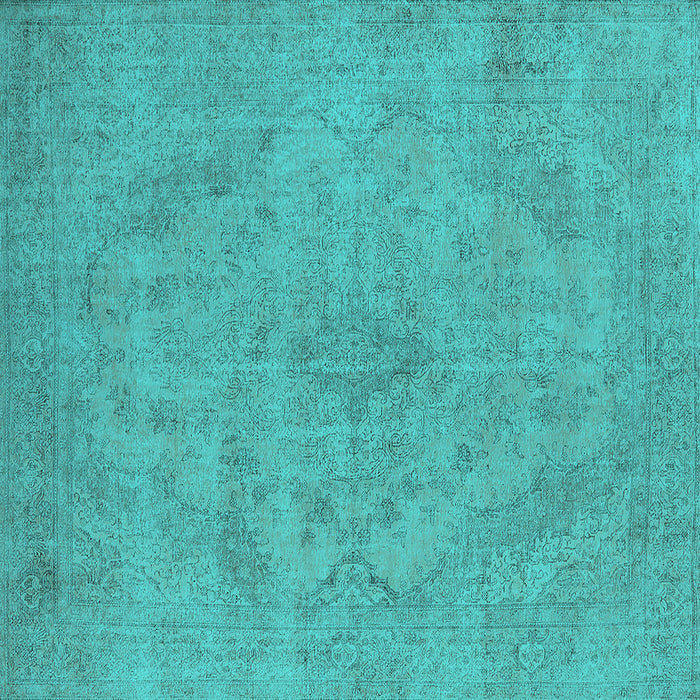 Square Machine Washable Oriental Turquoise Industrial Area Rugs, wshurb2187turq