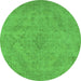 Round Oriental Green Industrial Rug, urb2187grn