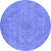 Round Oriental Blue Industrial Rug, urb2187blu