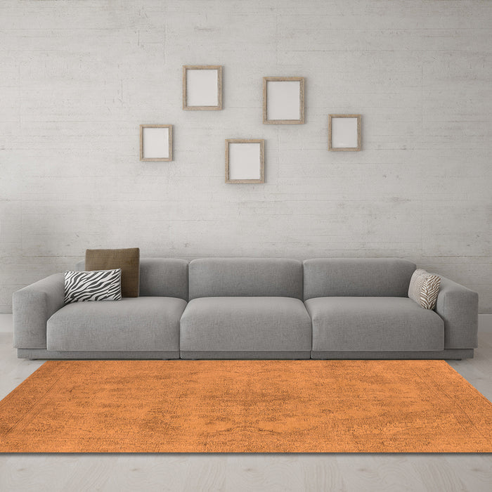 Machine Washable Oriental Orange Industrial Area Rugs in a Living Room, wshurb2187org