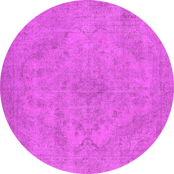 Round Machine Washable Oriental Pink Industrial Rug, wshurb2187pnk