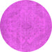 Round Machine Washable Oriental Pink Industrial Rug, wshurb2187pnk