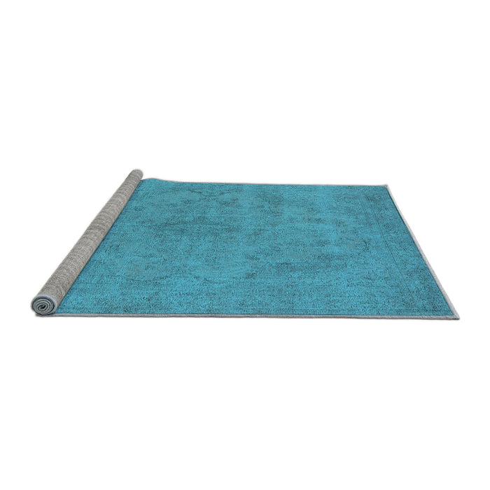 Sideview of Machine Washable Oriental Light Blue Industrial Rug, wshurb2187lblu