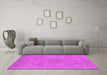 Machine Washable Oriental Pink Industrial Rug in a Living Room, wshurb2187pnk