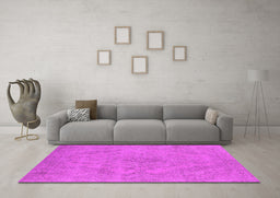 Machine Washable Oriental Pink Industrial Rug in a Living Room, wshurb2187pnk