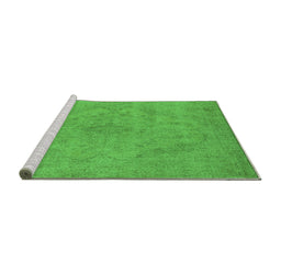Sideview of Machine Washable Oriental Green Industrial Area Rugs, wshurb2187grn