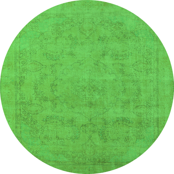 Round Oriental Green Industrial Rug, urb2188grn