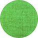 Round Oriental Green Industrial Rug, urb2188grn