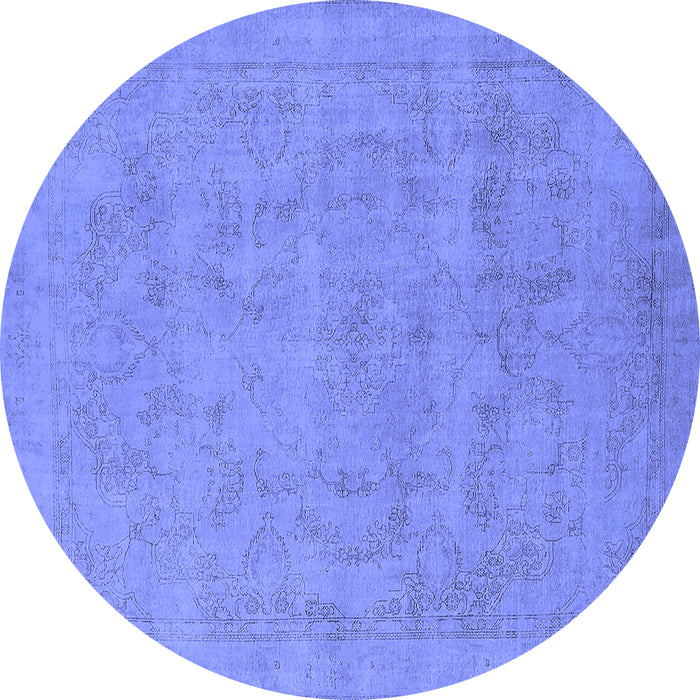 Round Oriental Blue Industrial Rug, urb2188blu