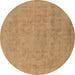 Round Machine Washable Oriental Brown Industrial Rug, wshurb2188brn