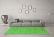 Machine Washable Oriental Green Industrial Area Rugs in a Living Room,, wshurb2188grn