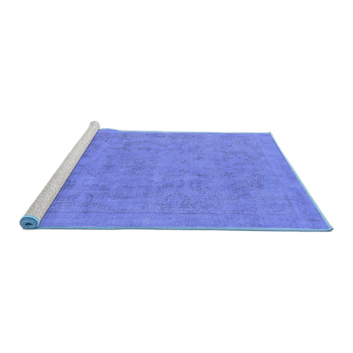 Sideview of Machine Washable Oriental Blue Industrial Rug, wshurb2188blu