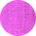 Round Machine Washable Oriental Pink Industrial Rug, wshurb2188pnk