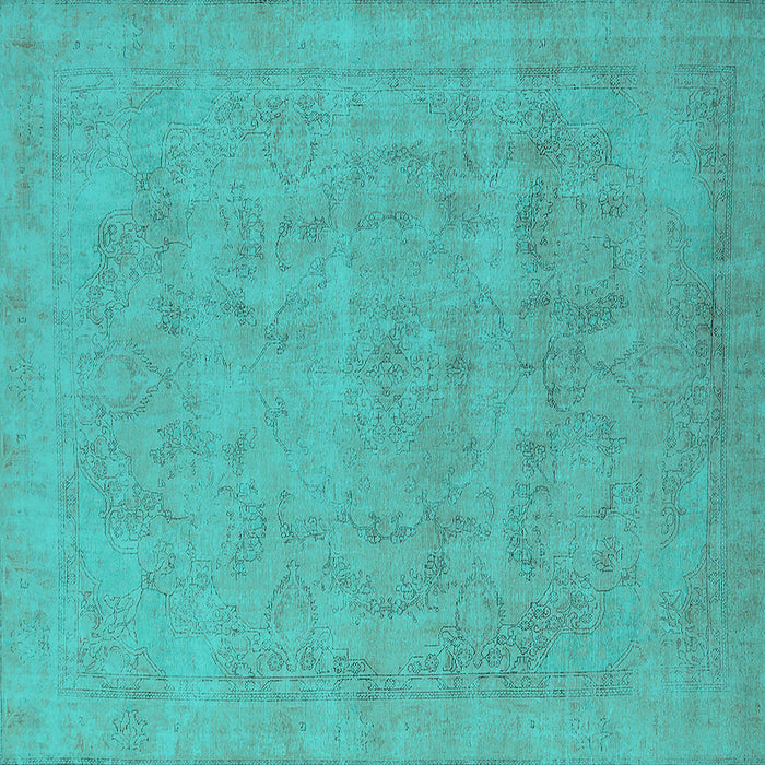 Square Oriental Turquoise Industrial Rug, urb2188turq