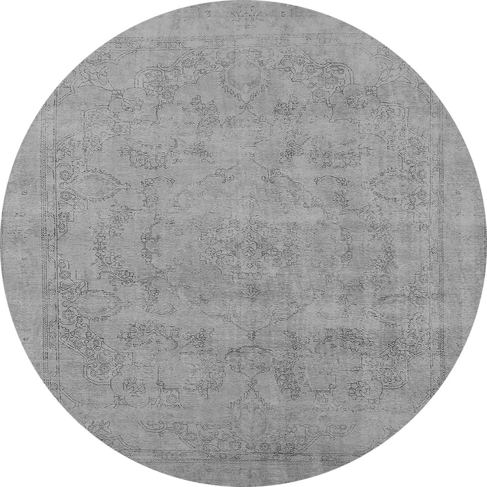 Round Machine Washable Oriental Gray Industrial Rug, wshurb2188gry