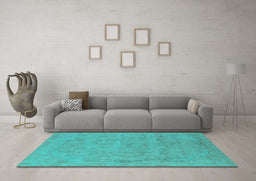Machine Washable Oriental Turquoise Industrial Area Rugs in a Living Room,, wshurb2188turq