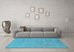 Machine Washable Oriental Light Blue Industrial Rug in a Living Room, wshurb2188lblu