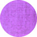 Round Machine Washable Oriental Purple Industrial Area Rugs, wshurb2188pur