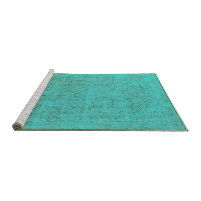 Sideview of Machine Washable Oriental Turquoise Industrial Area Rugs, wshurb2188turq