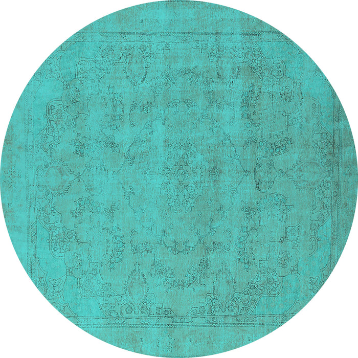 Round Oriental Turquoise Industrial Rug, urb2188turq