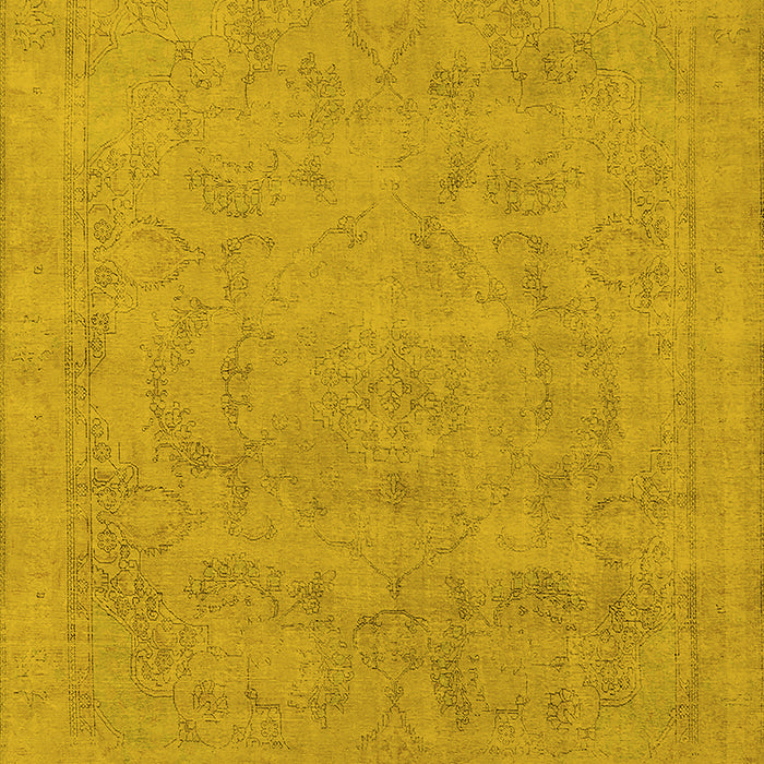 Machine Washable Oriental Yellow Industrial Rug, wshurb2188yw