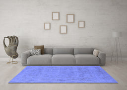 Machine Washable Oriental Blue Industrial Rug in a Living Room, wshurb2188blu