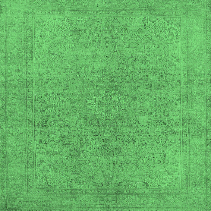 Square Machine Washable Oriental Emerald Green Industrial Area Rugs, wshurb2189emgrn