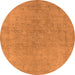 Round Machine Washable Oriental Orange Industrial Area Rugs, wshurb2189org