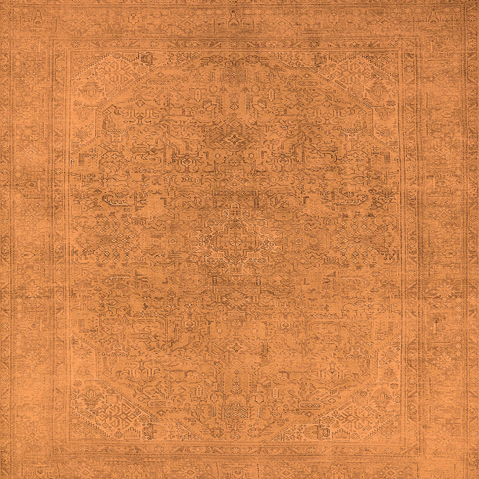 Square Machine Washable Oriental Orange Industrial Area Rugs, wshurb2189org