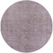 Round Mid-Century Modern Silver Pink Oriental Rug, urb2189