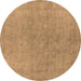 Round Oriental Brown Industrial Rug, urb2189brn