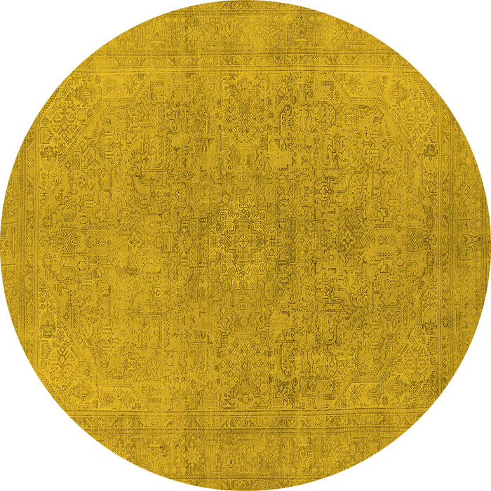 Round Oriental Yellow Industrial Rug, urb2189yw