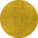 Round Oriental Yellow Industrial Rug, urb2189yw