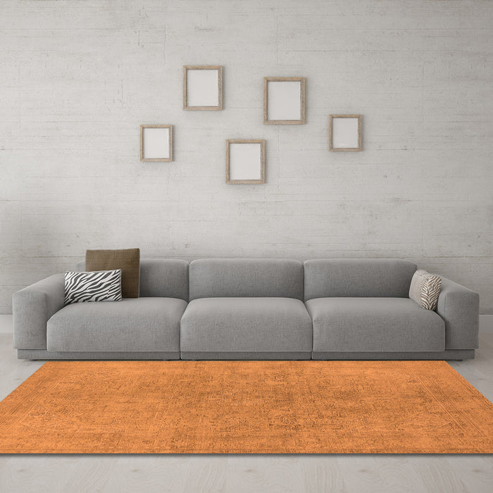 Machine Washable Oriental Orange Industrial Area Rugs in a Living Room, wshurb2189org