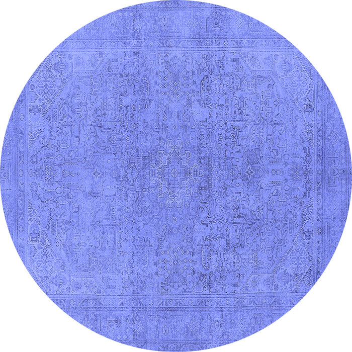 Round Oriental Blue Industrial Rug, urb2189blu