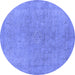 Round Oriental Blue Industrial Rug, urb2189blu