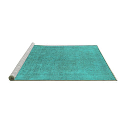 Sideview of Machine Washable Oriental Turquoise Industrial Area Rugs, wshurb2189turq