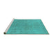 Sideview of Machine Washable Oriental Turquoise Industrial Area Rugs, wshurb2189turq
